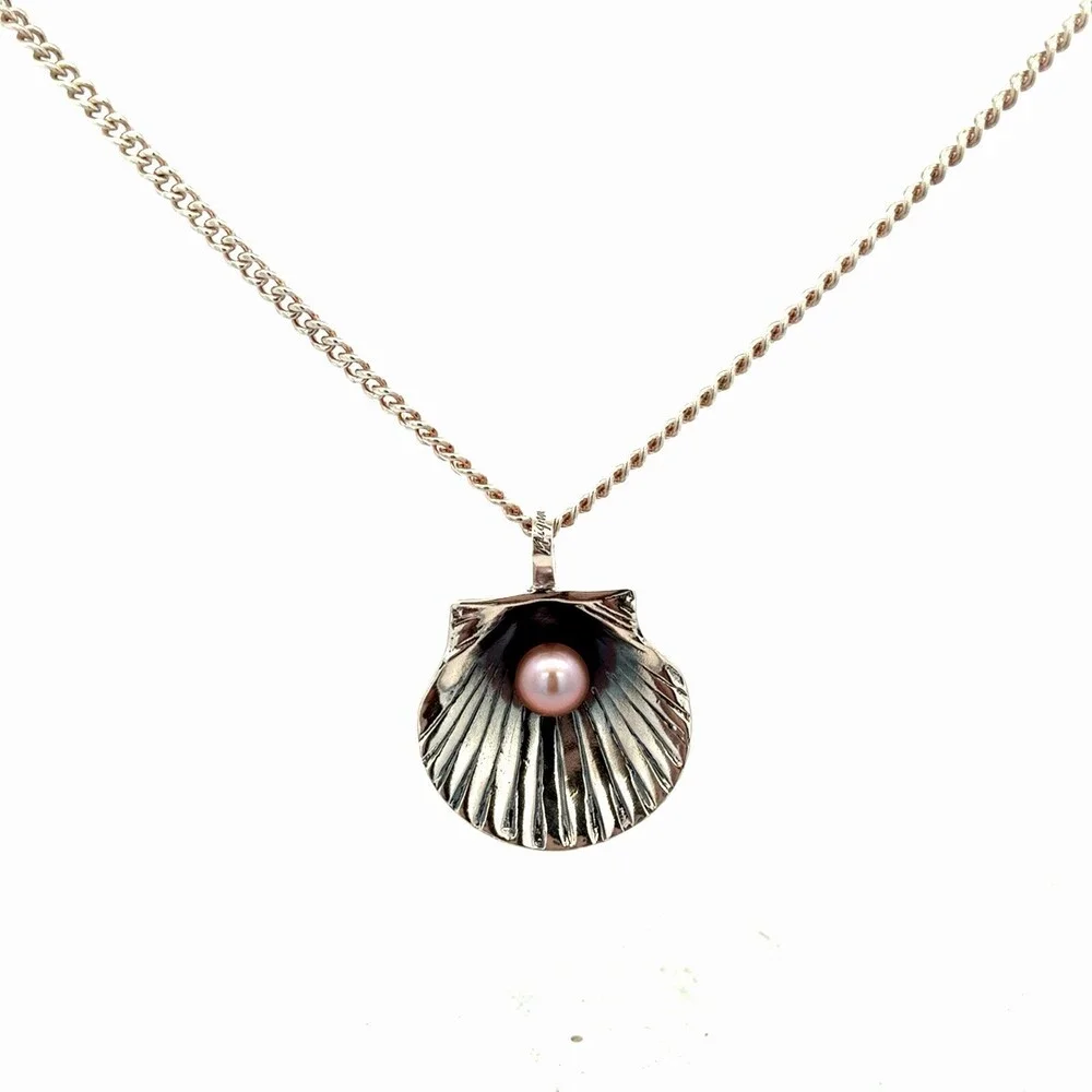 Mignon Faget Sterling Silver Pink Pearl Shell Sea Collection Pendant Necklace
